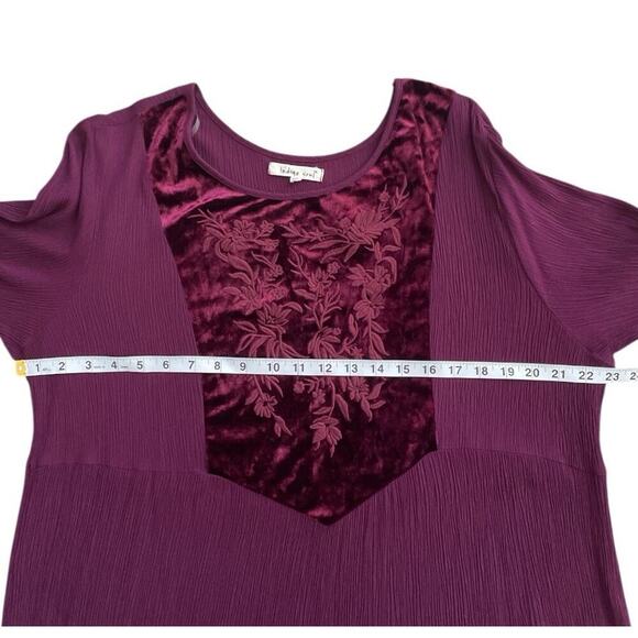 Indigo Soul Purple Bell Sleeve Top Boho Velvet Detail Size 2XL Whimsigoth - Picture 7 of 10